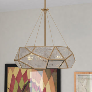 Euclid Three Light Pendant, Aged Brass