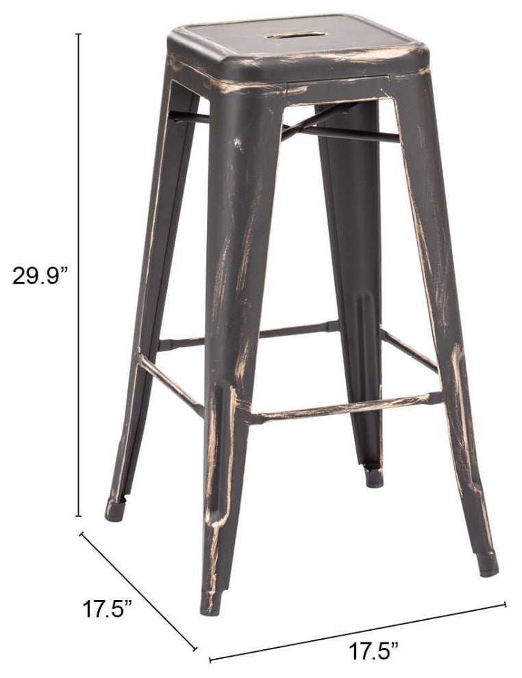 Marius Barstool, Set of 2 Antique Black Gold