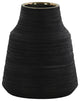 Round Ceramic Vase With Combed Design, Small, Black