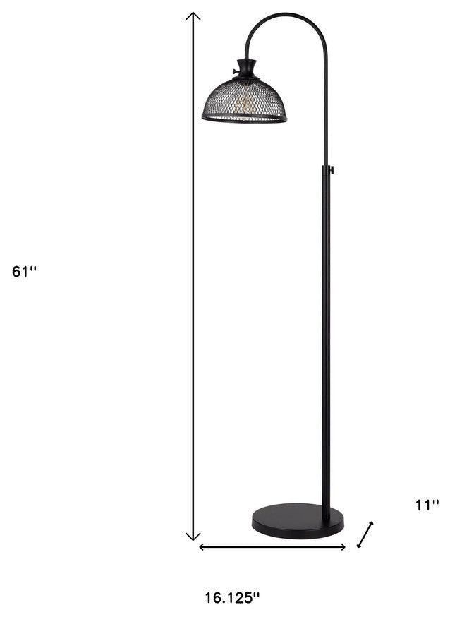 61" Black Adjustable Traditional Shaped Floor Lamp With Bronze Dome Shade