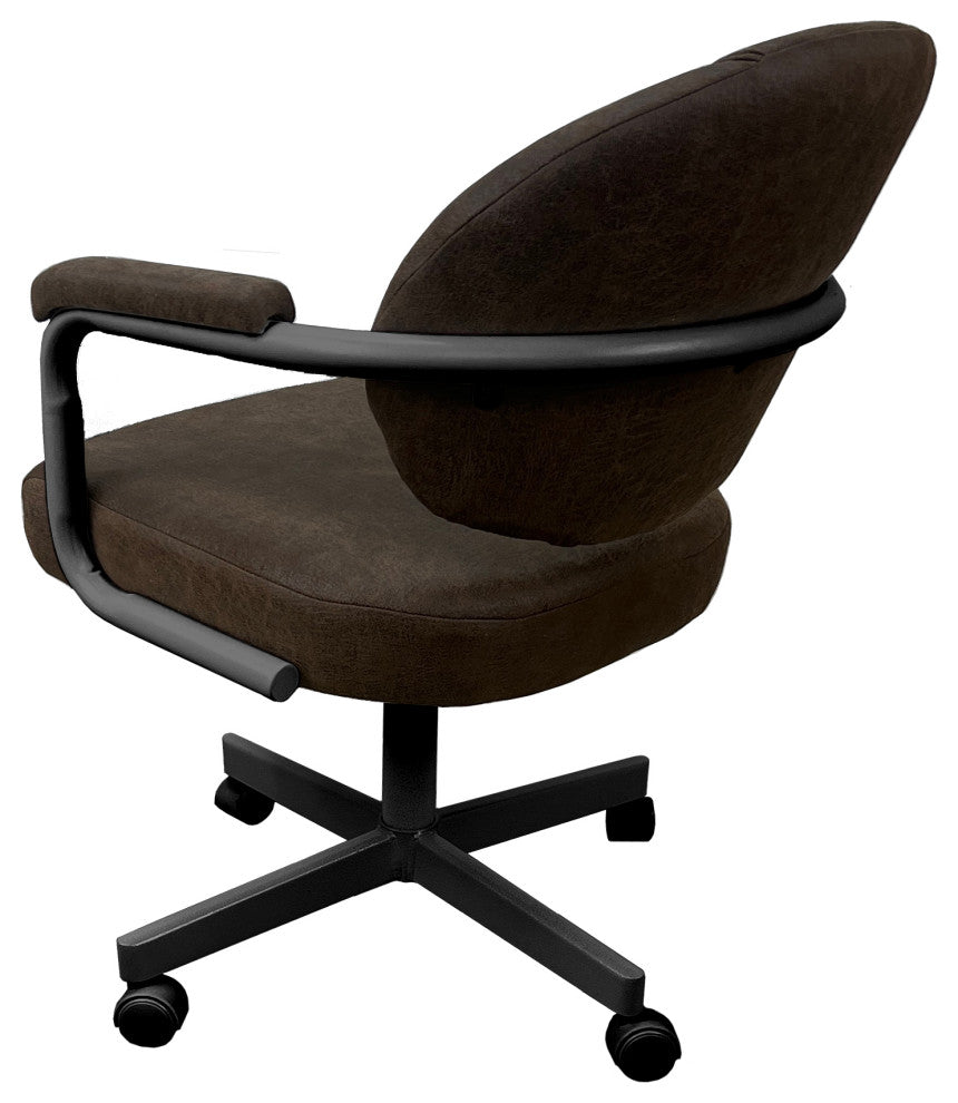 M-70 Caster Swivel Tilt Kitchen Chair with Wheels, Northwest Whiskey - Gray