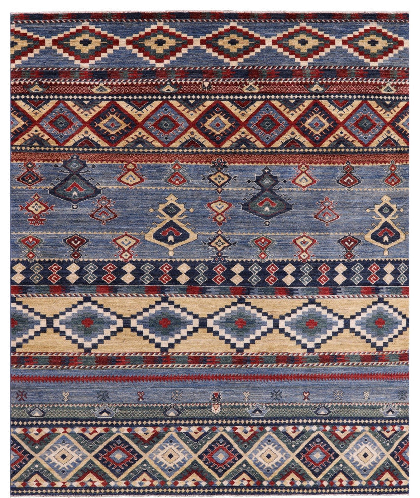 8' 0" X 9' 9" Southwest Navajo Gabbeh Hand Knotted Wool Rug Q11176