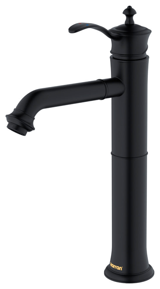 Karran 1-Handle 1-Hole Vessel Faucet With Pop-up Drain, Matte Black