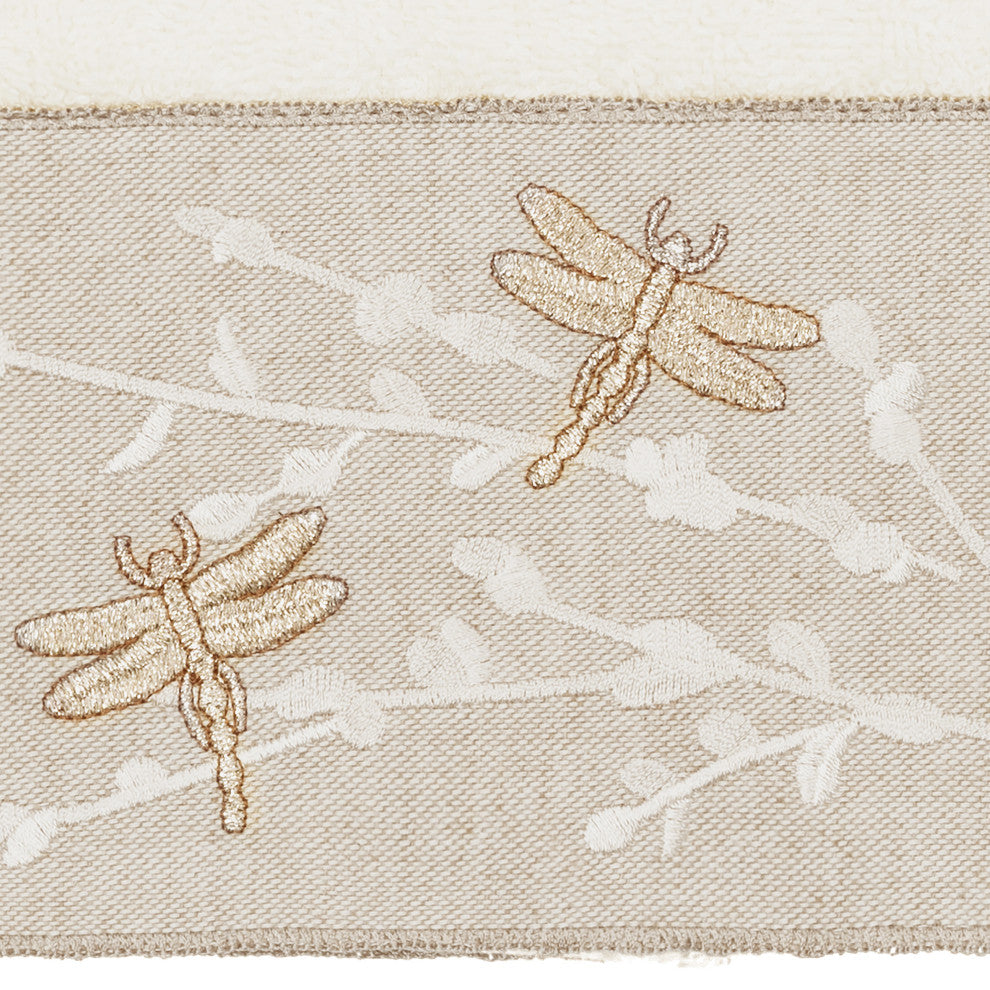 Linum Home Textiles Turkish Cotton Braelyn 3-Piece Embellished Towel Set, Cream