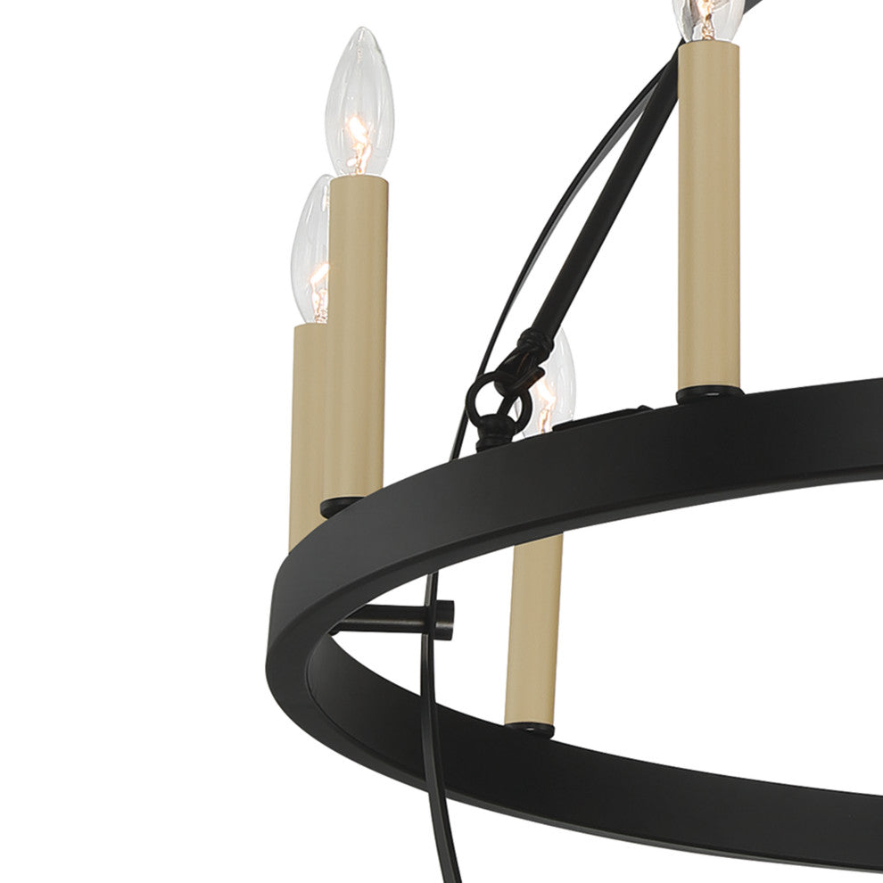 12 Light Candle Style Geometric Wagon Wheel Chandelier
