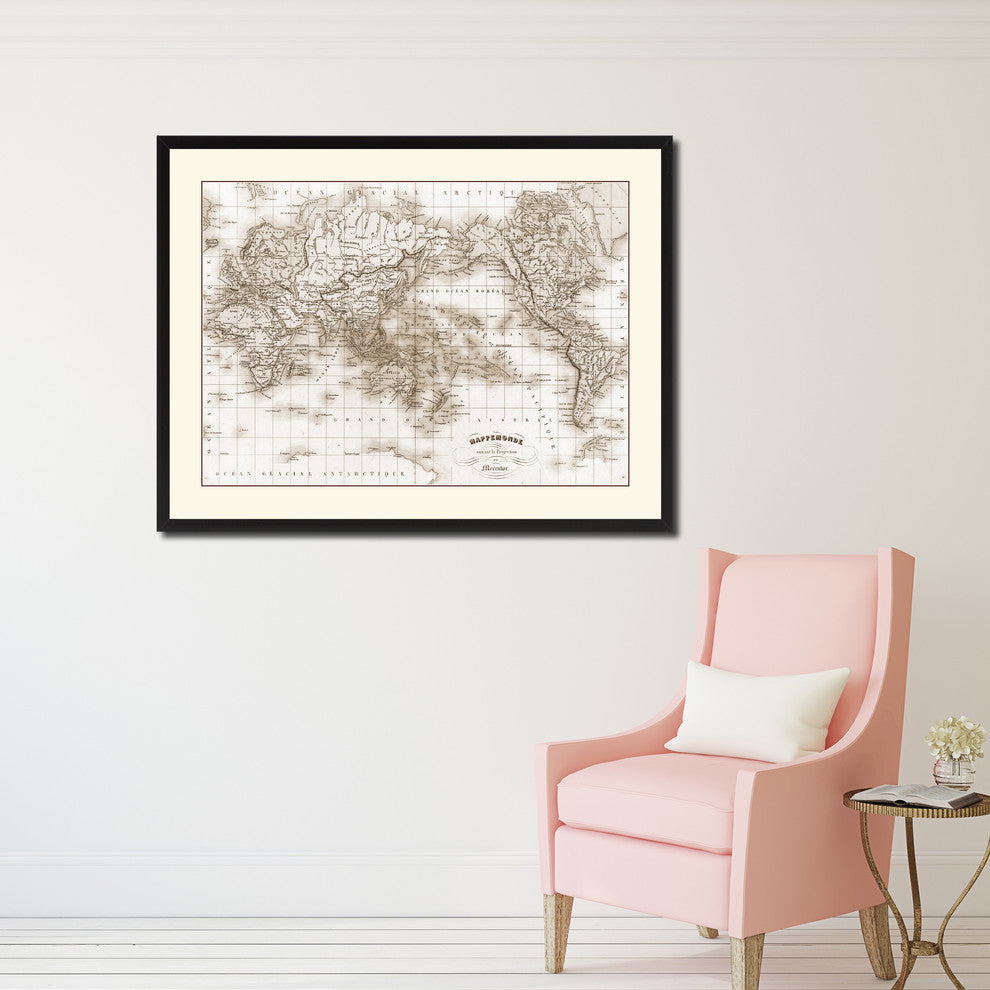 World Vintage Sepia Map Canvas Print, 16"x21"
