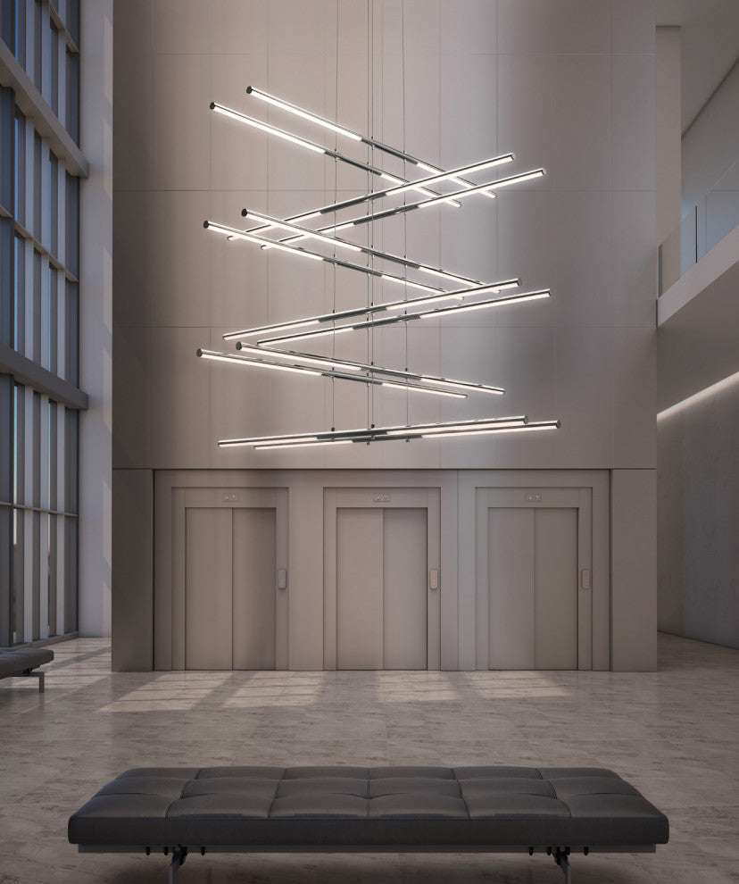 Sonneman 2802 Tik-Tak 47-1/2"W LED Two Tier Linear Chandelier - Satin White