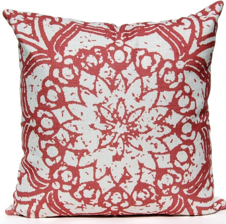 Stamped Flower Pillow, Watermelon