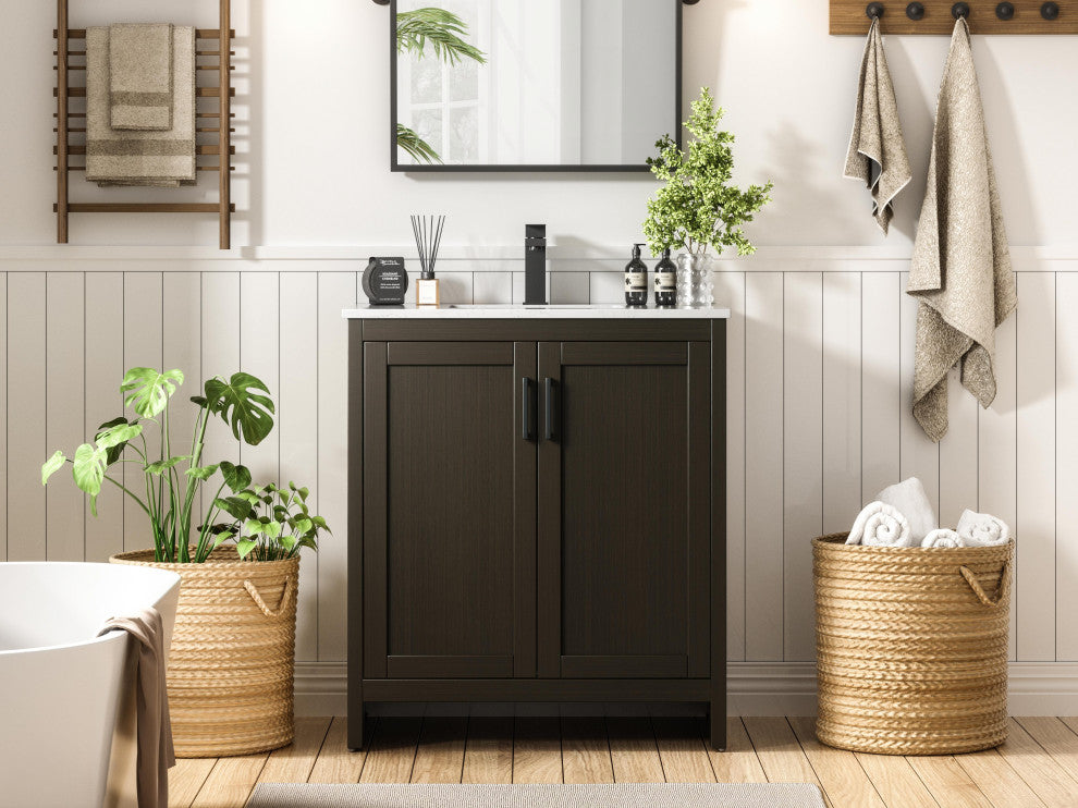 Home Living 30" Single Bathroom Vanity, Mocha Brown