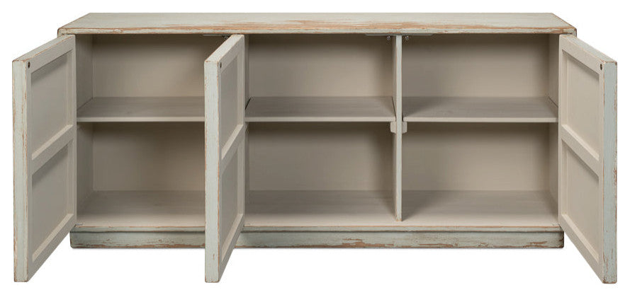 Louvered Sideboard Sage Cabinet For Living Room