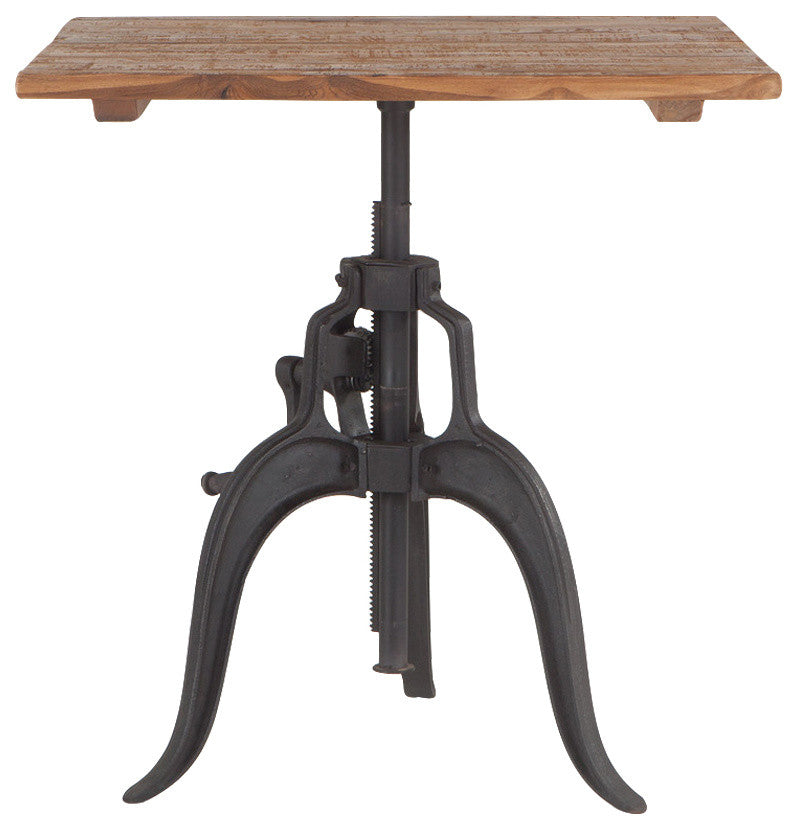 Artezia 30-Inch Reclaimed Teak Wood Dining Table with Adjustable Crank
