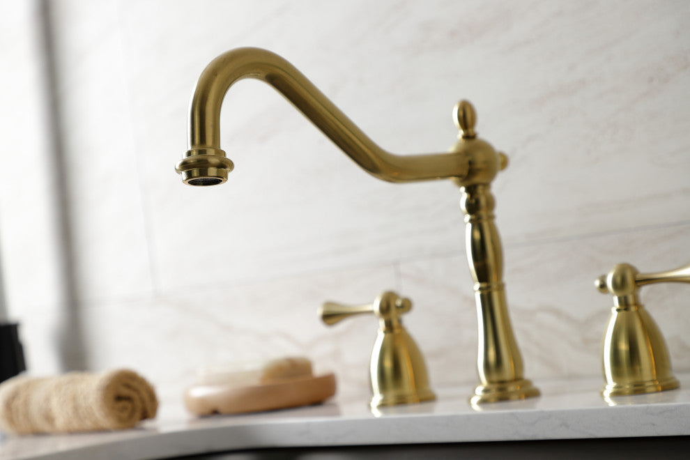 Kingston Brass KB1797BLBS Widespread Kitchen Faucet, Brass Sprayer
