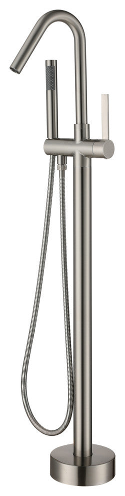 Freestanding Single-Handle Bathtub Faucet with Hand Shower, Brushed Nickel