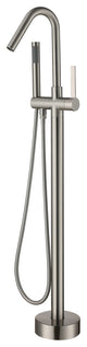 Freestanding Single-Handle Bathtub Faucet with Hand Shower, Brushed Nickel