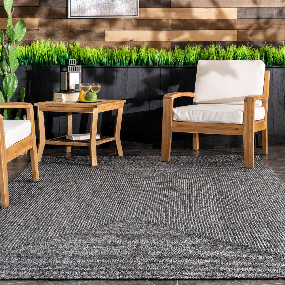 Nuloom Braided Lefebvre Indoor/Outdoor Area Rug, Charcoal 10'x14'