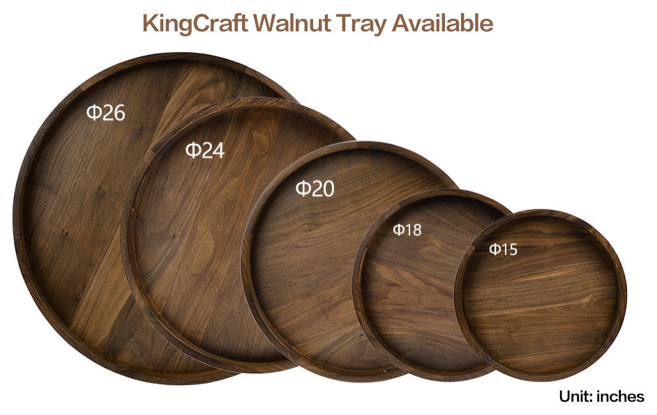 Round Black Walnut Solid Wood Tray Ottoman Tray, 24inch