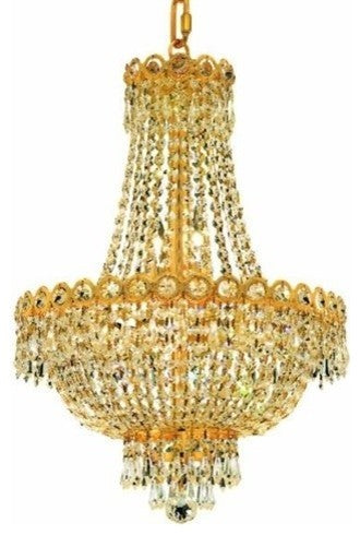 Elegant Century Dining Room Light, Gold Finish With Royal Cut Crystal