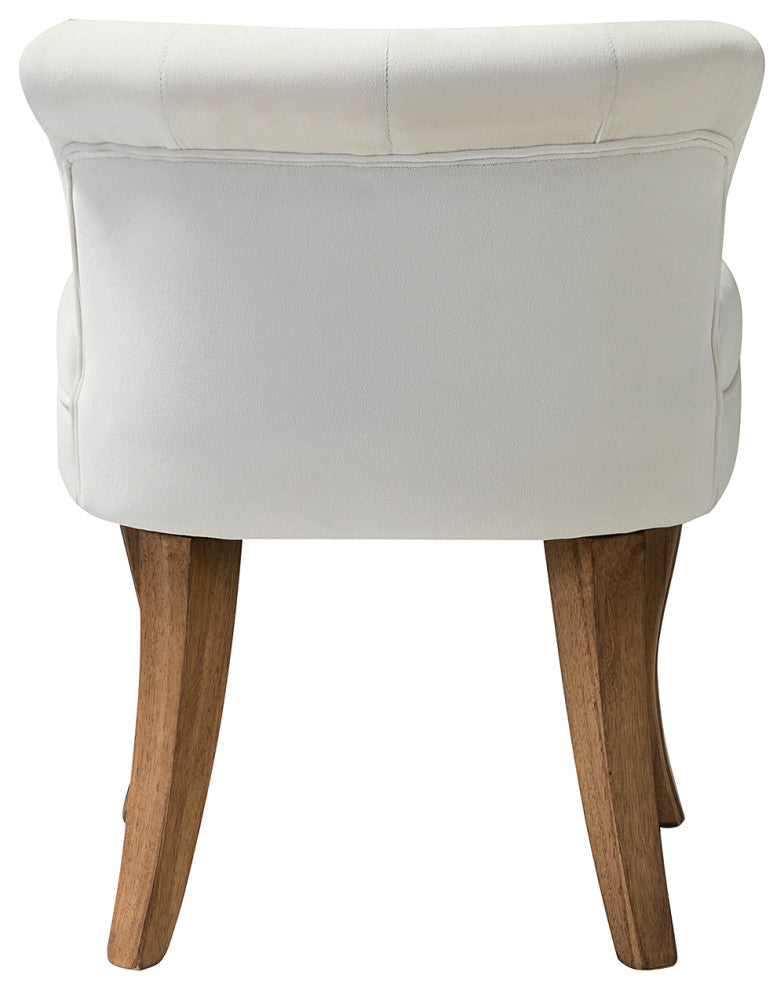 Lera Vanity Stool With Solid Wooden Legs, Ivory