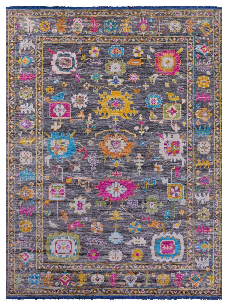 8' 11" X 12' 2" Hand Knotted Turkish Oushak Wool Rug - Q15585