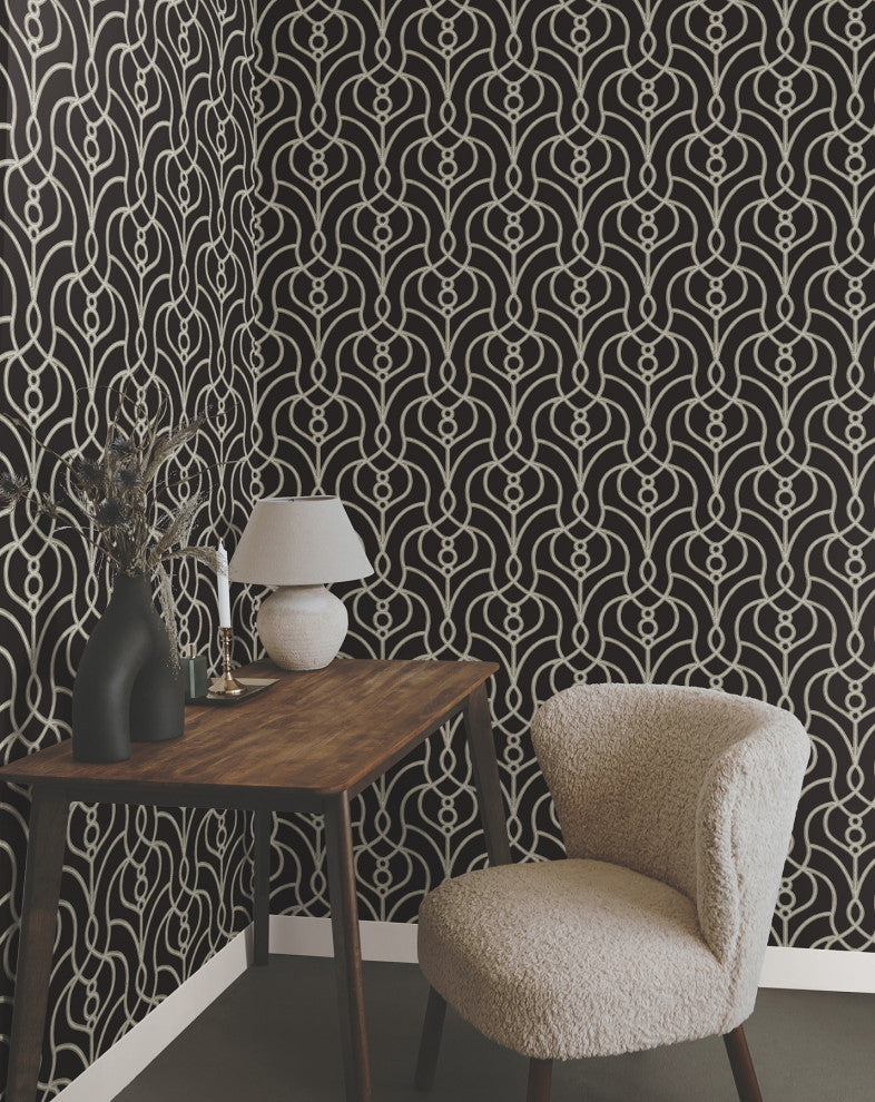 Black Divine Trellis Wallpaper