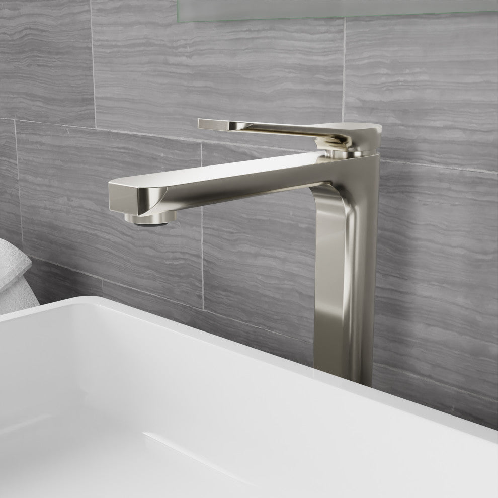 1-Handle Bathroom Vessel Sink Faucet, Brushed Nickel
