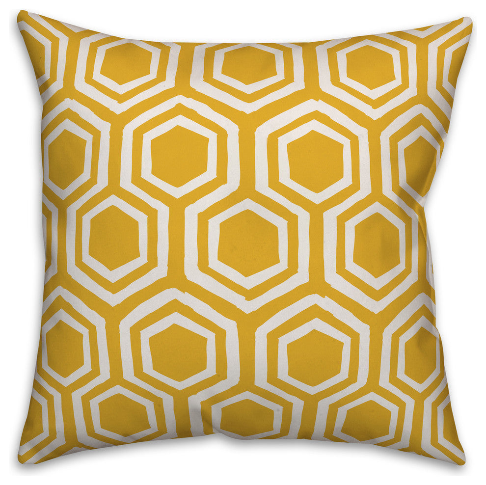 Yellow and White Honeycomb 20x20 Throw Pillow