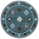 5" Round Blue Bordered Motif Area Rug