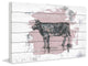 "Tranquil Cow" Painting Print on White Wood, 60"x40"