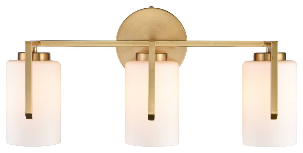 Modern Gold Bath Vanity Lights With Opal Glass,3-Light