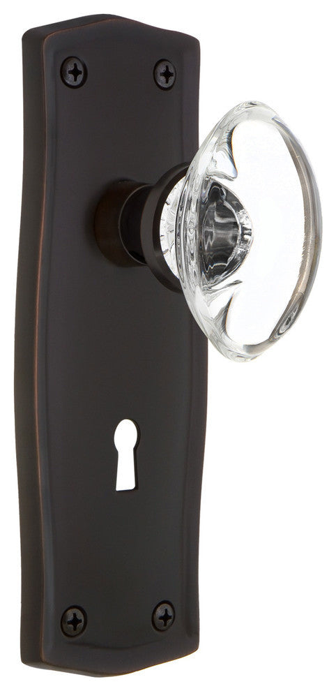 Prairie Plate With Keyhole Dbl Dummy Oval Clear Crystal Knob