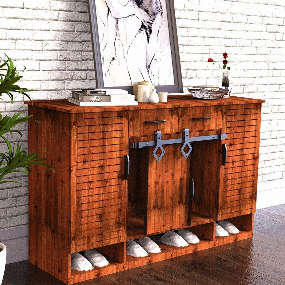 Mini Sliding Barn Door Hardware Kit, Diamond Design, 84", Double