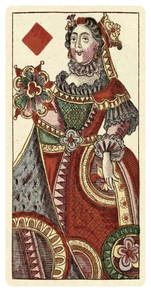 "Queen of Diamonds (Bauern Hochzeit Deck)" Paper Art, 32"x62"