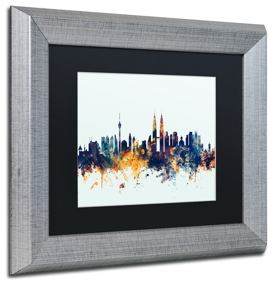 Michael Tompsett 'Kuala Lumpur Skyline Blue' Matted Framed Art, 11x14