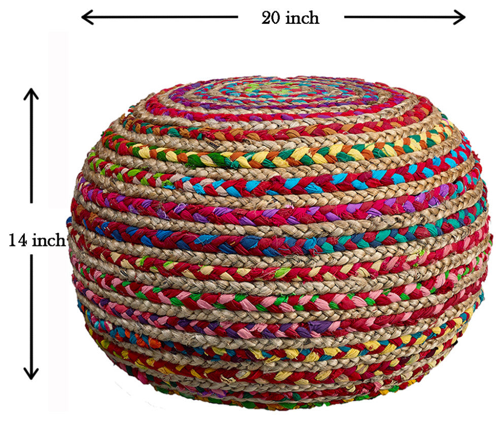 Recycled Natural Braided Pouf