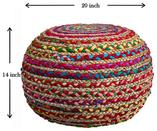 Recycled Natural Braided Pouf