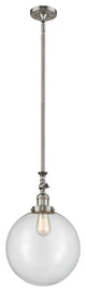 Beacon Mini Pendant, Brushed Satin Nickel, Clear