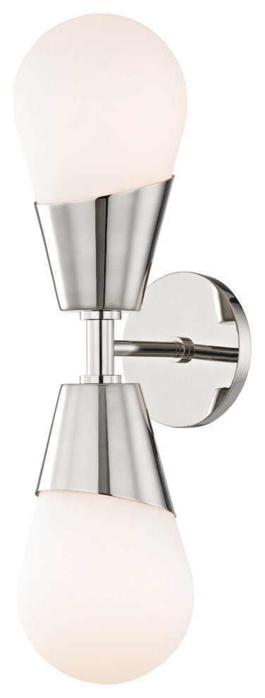 Cora 2-Light Wall Sconce, Opal Etched Glass, Finish: Polished Nickel