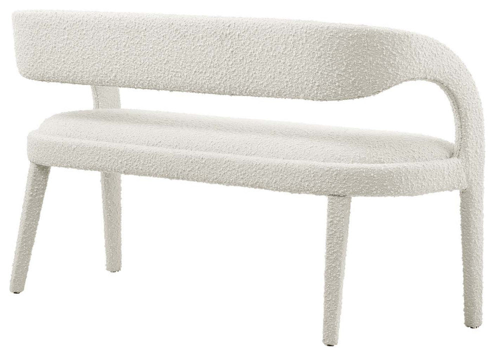 Pinnacle Boucle Fabric Accent Bench, Ivory
