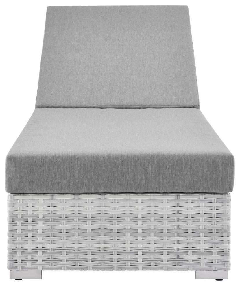Lounge Chair Chaise, Rattan, Wicker, Gray, Modern, Outdoor Patio Bistro