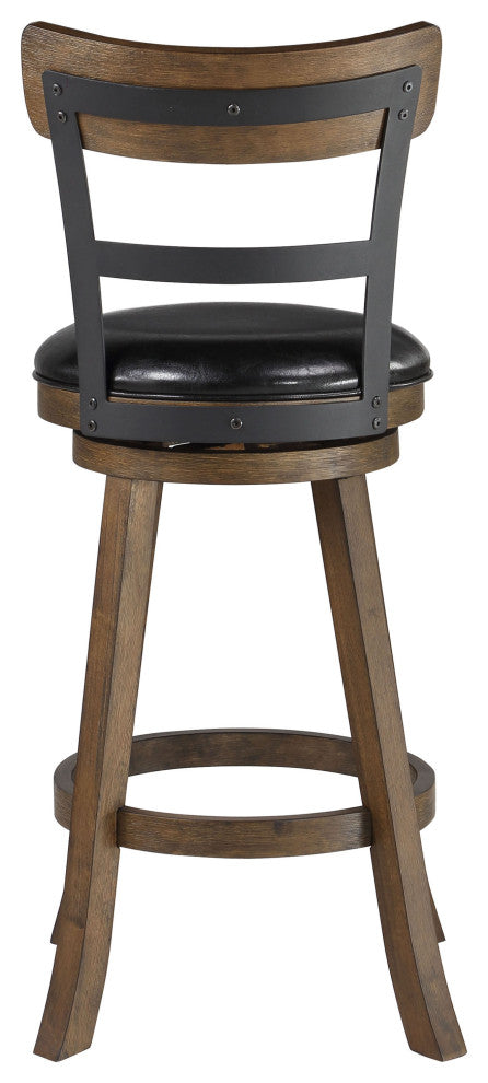 Riverside Walnut High Back Wood and Metal Bar Stool, 42.5 in.