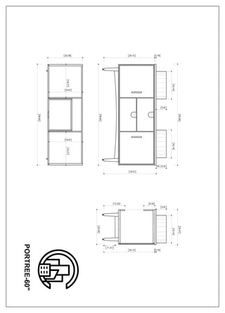 Newton Bath Vanity, Whitewash Oak, 60", Double Sink, Freestanding