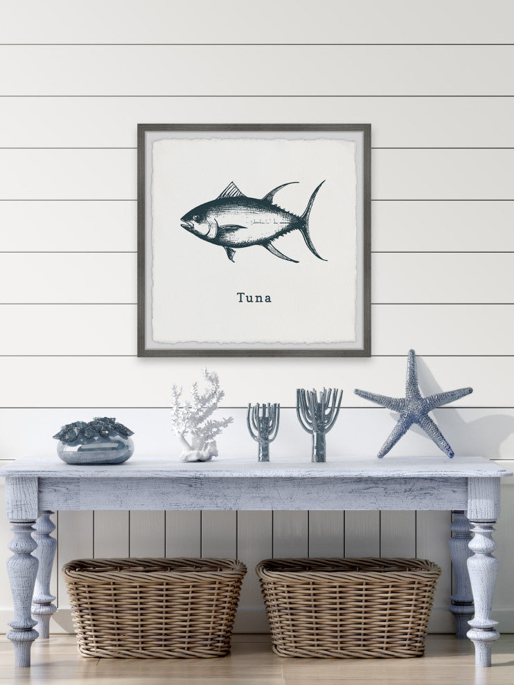 "Tuna in White" Framed Painting Print, 12x12