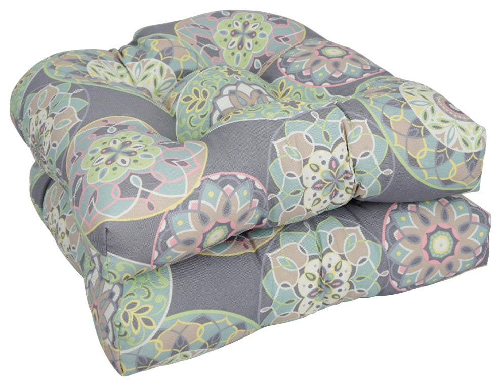19" U-Shaped Dining Chair Cushions, Set of 2, Cera Sterling