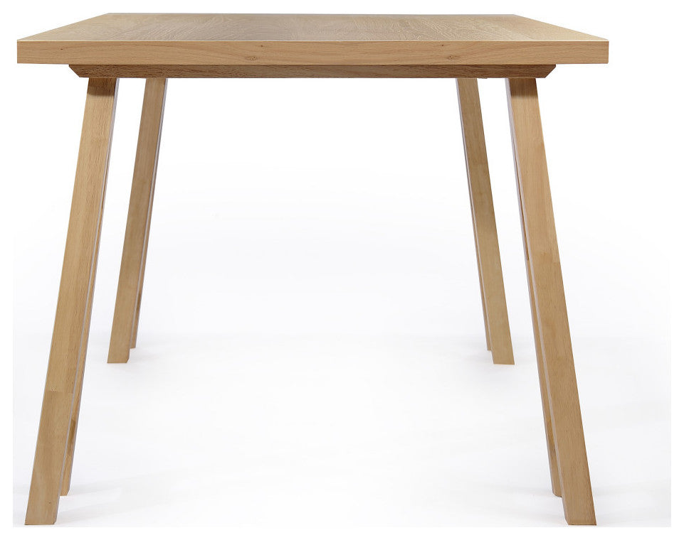 Anakin Mid-Century Modern 7-Piece Dining Set, Light Beige/Natural Oak