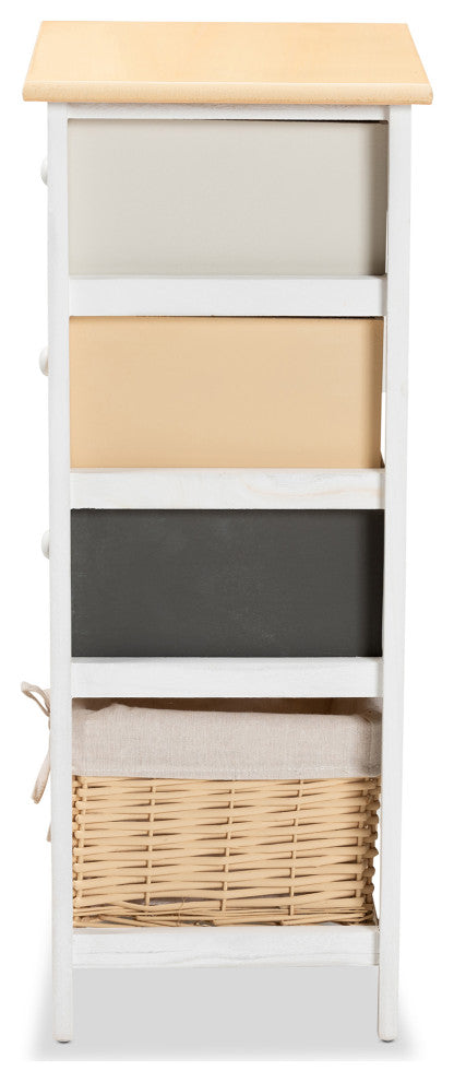 Linda Mid-Century Multi-Colored 3-Drawer Storage Unit With Basket