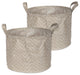 Woven Paper Laundry Bin Tribal Chevron Stone/Cream Round Small, Set of 2