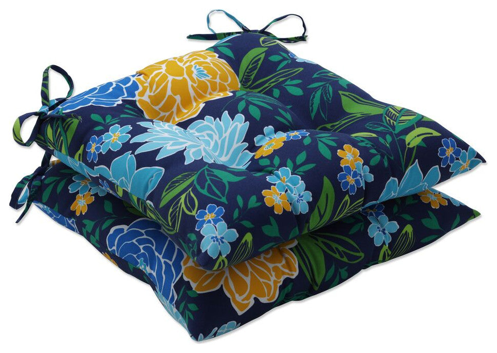 Spring Bling Blue Wrought Iron Seat Cushion, Set of 2