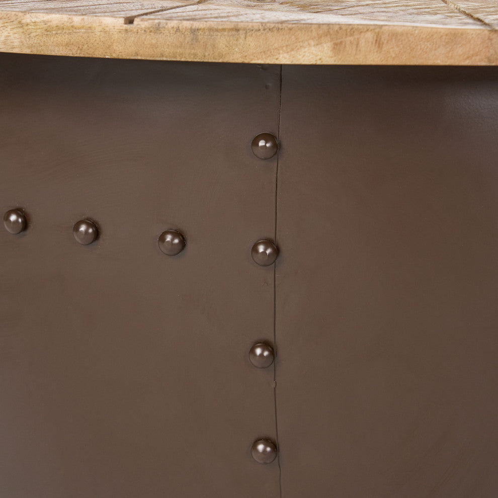 Bacall  Handcrafted Boho Mango Wood and Iron Accent Table