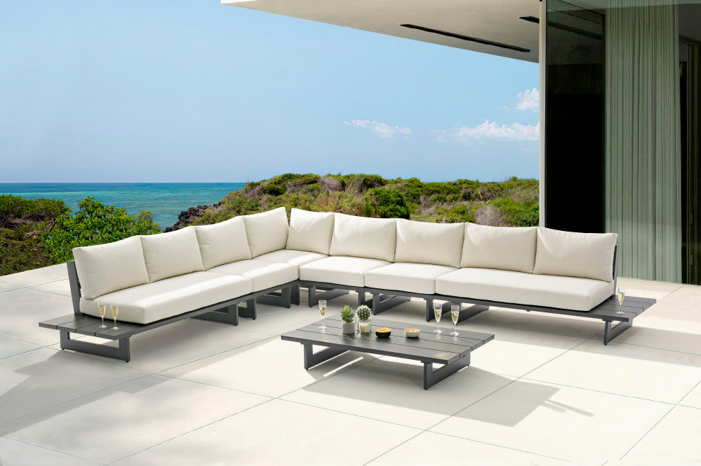 Maldives Cream Water Resistant Fabric Outdoor Patio Modular Sectional
