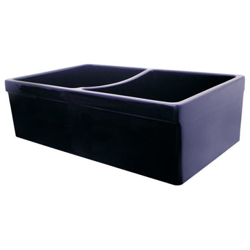 Fireclay Reversible Double Bowl Sink, 2" Lip on One Side